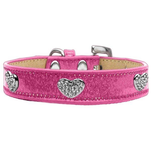 Mirage Pet Products Crystal Heart Dog CollarPink Ice Cream Size 12 87-07 PK12